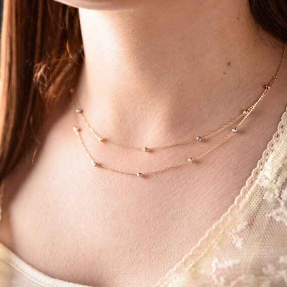14k gold satellite necklace deals