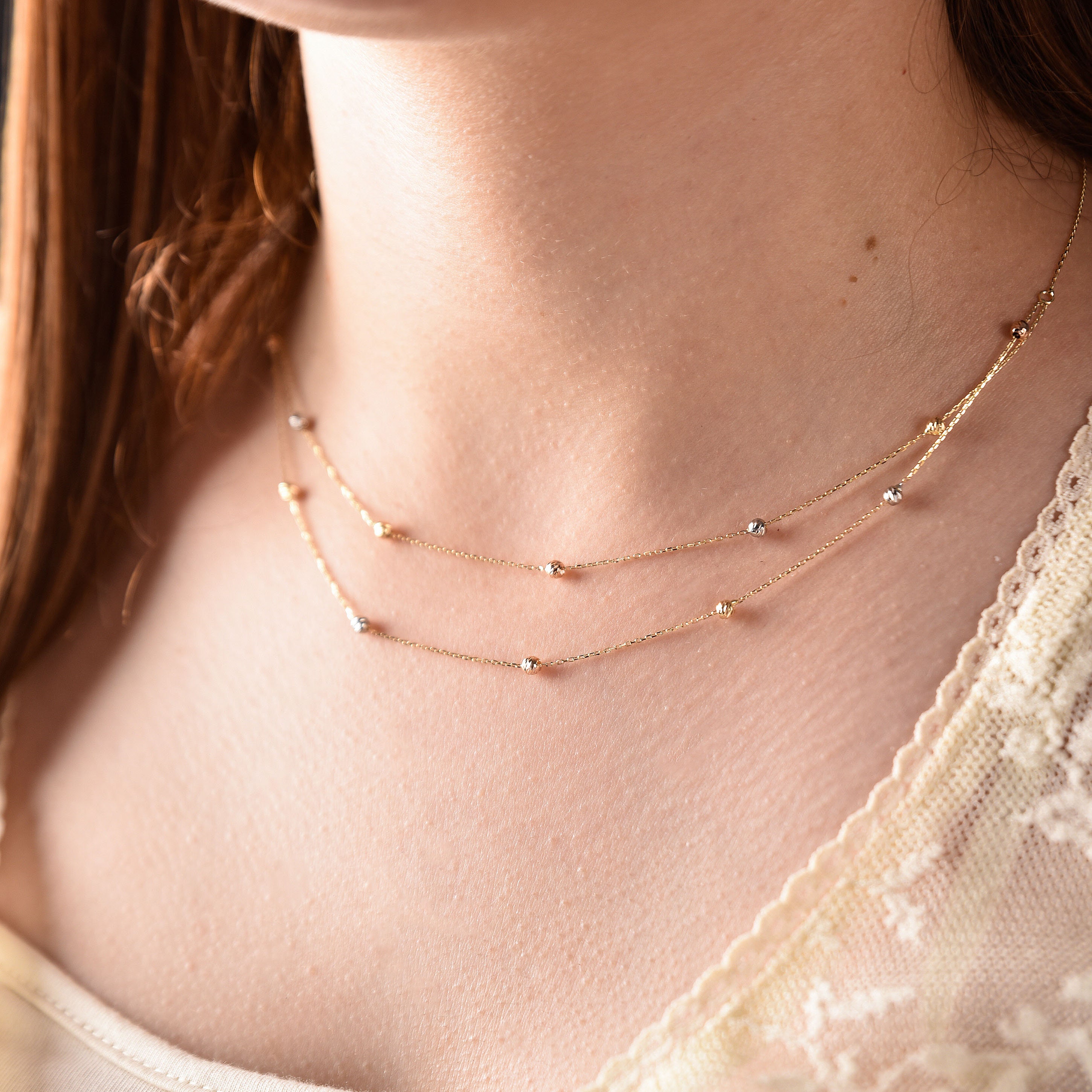 Solid gold satellite best sale chain