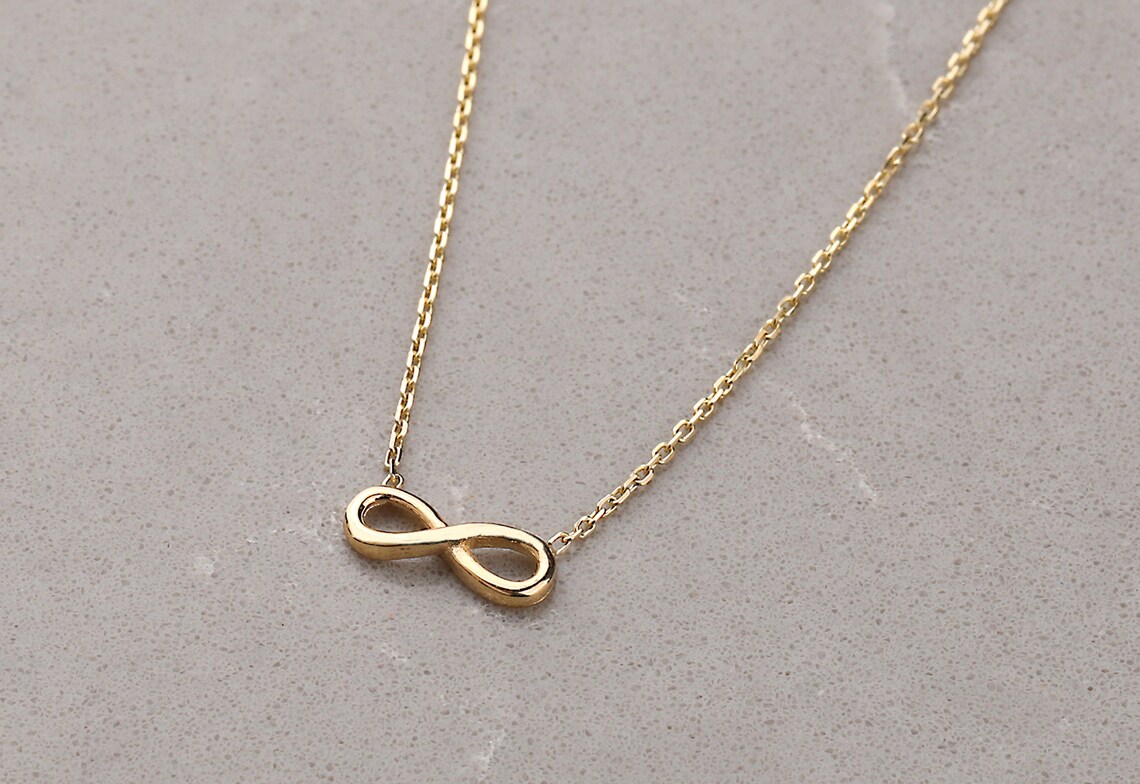 Solid Gold Infinity Necklace 14k Gold Infinity Symbol Simple Etsy