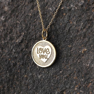 Love You Necklace 14k Gold, Personalized Love Pendant, Valentine’s Day Gift, Custom Couple Necklace, Girlfriend Jewelry Gift, Lover Gift