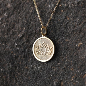 14k Gold Lotus Necklace, Personalized Lotus Necklace, Lotus Pendant, Zen Necklace Gold, Floral Design Necklace, Blooming Flower Necklace