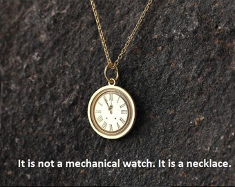 14k Gold Uhr Halskette, personalisierte Vintage Uhr Anhänger, römische Uhr Halskette, kundenspezifische Zeit Halskette, beste Freundin Geschenk, Weihnachtsgeschenk