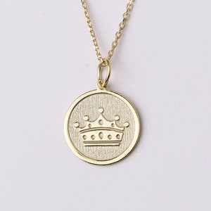 14K Gold Königin Krone Halskette, personalisierte Krone Anhänger, Tiara Halskette, Prinzessin Krone Halskette, Solid Gold Königin Halskette, Krone Anhänger
