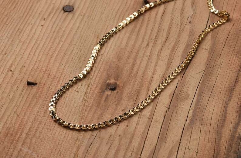 Solid 14K Gold Herringbone Chain Necklace Gold Men Chain Etsy