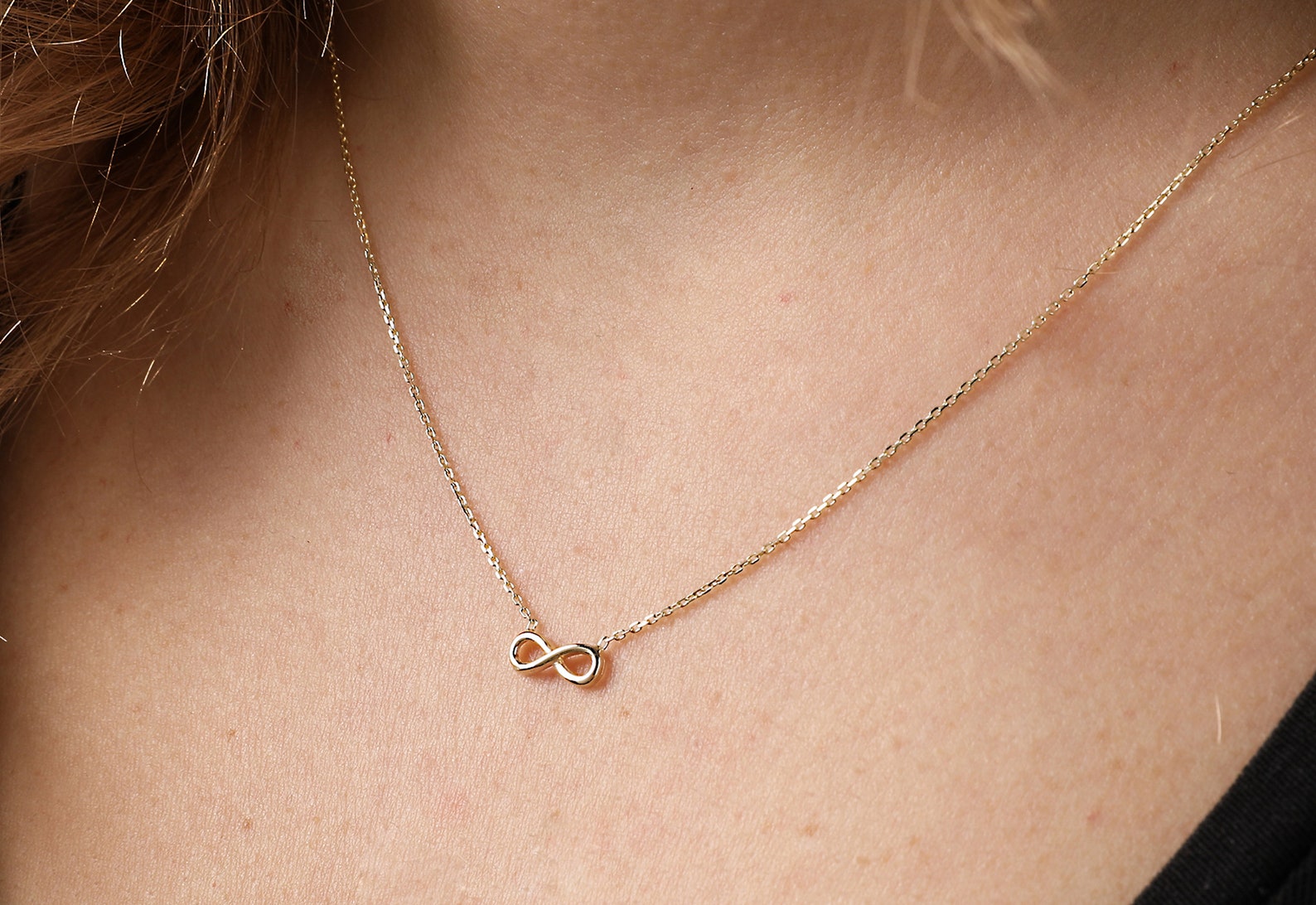 Solid Gold Infinity Necklace 14k Gold Infinity Symbol Simple Etsy