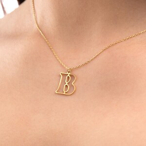Open Letter Necklace, Cut Out Initial Pendant, Personalized Letter Necklace, Jewelry Gift for Her, Capital Letter Necklace, Custom Letter