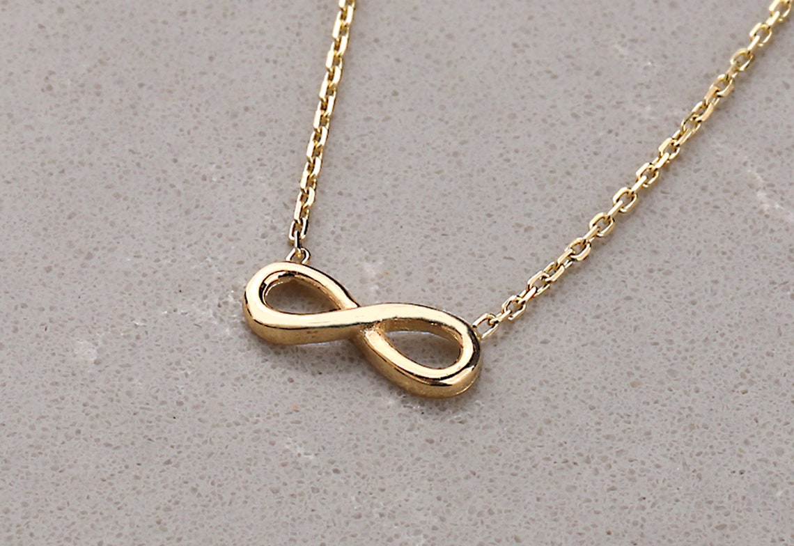 Solid Gold Infinity Necklace 14k Gold Infinity Symbol Simple | Etsy