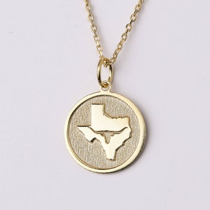 14k Gold Texas Buffalo Necklace, Personalized Texas State Pendant, Dainty Texas Necklace, Texas Charm, Gold Jewelry Gift, Lone Star Necklace