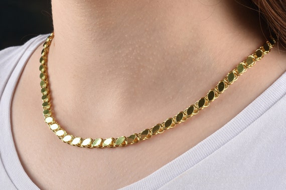 Fancy Chain Choker 14k Solid Gold Chain 