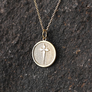 14k Solid Gold Cross Necklace, Personalized Cross Pendant, Tiny Cross Necklace, Dainty Necklace, Dainty Cross Necklace, Small Cross Necklace