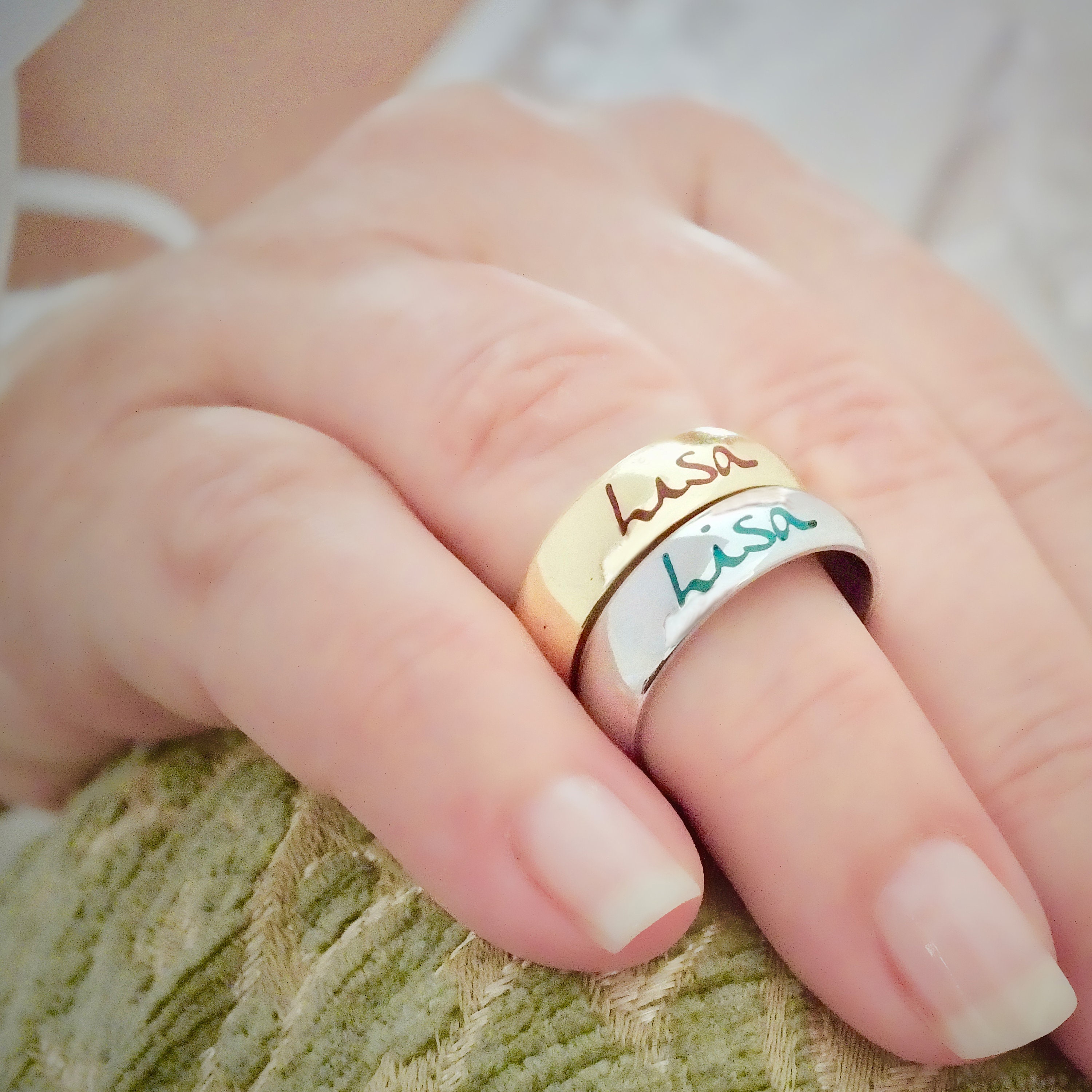 Rings with Names Stacking Name Rings Stacked Name Rings Etsy