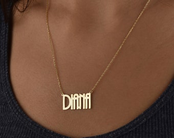 Personalized Name Necklace, Engrave Capital Name Necklace, Custom Name Necklace, Nameplate Necklace, Personalize Name Jewelry, Birthday Gift