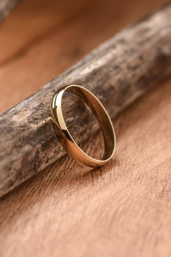 Bague Alliance En Or Jaune 14 Carats - Largeur 7mm, Coupe Classique, Taille Variable, Neuve Avec étiquettes