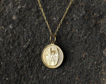 Praying Angel Necklace, Personalize Angel Pendant, Guardian Angel Necklace, Religion Gift Jewelry, Christian Religious Charm, Solid 14K Gold