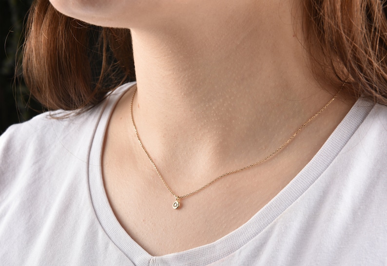 Diamond Gold Necklace 0.05CT Diamond Solitaire Necklace Jewelry Gift Birthday Gift Dainty Diamond Necklace Bezel Diamond Necklace