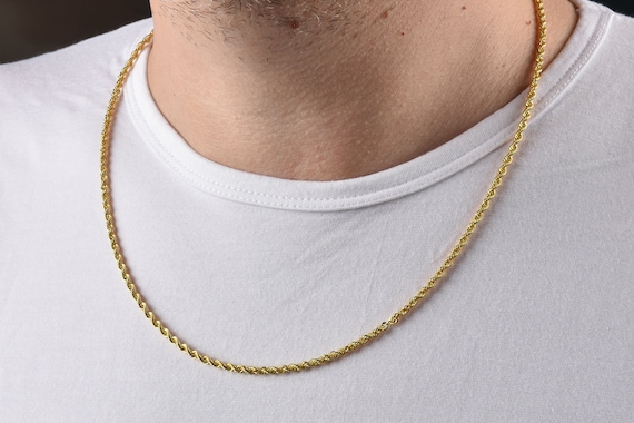 Gold Rope Chain Necklace, 2,94 MM Gold Chain for Men, Layering