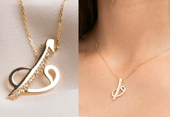 14 K Gold Muslim Necklace Elif Vav Necklace Muslim Necklace