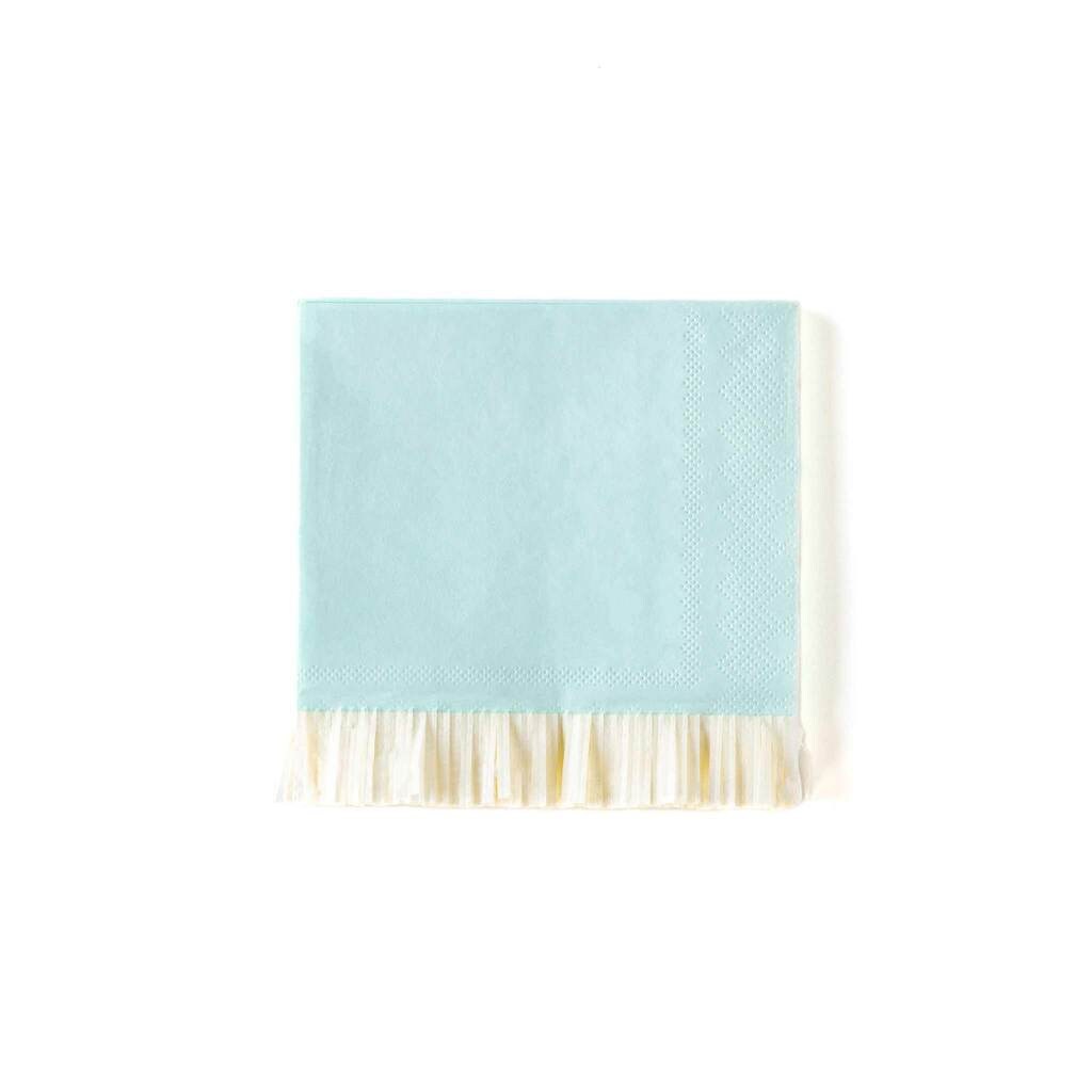 Blue Fringe Napkins Baby Blue Cocktail Napkins Baby Shower Etsy