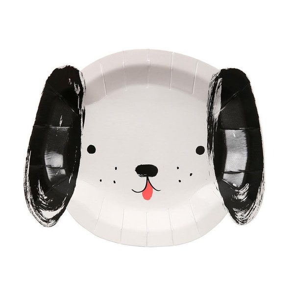 Black & White Puppy Plates - Puppy Party Plates - Kids Birthday Plates - Doggy Birthday Plates