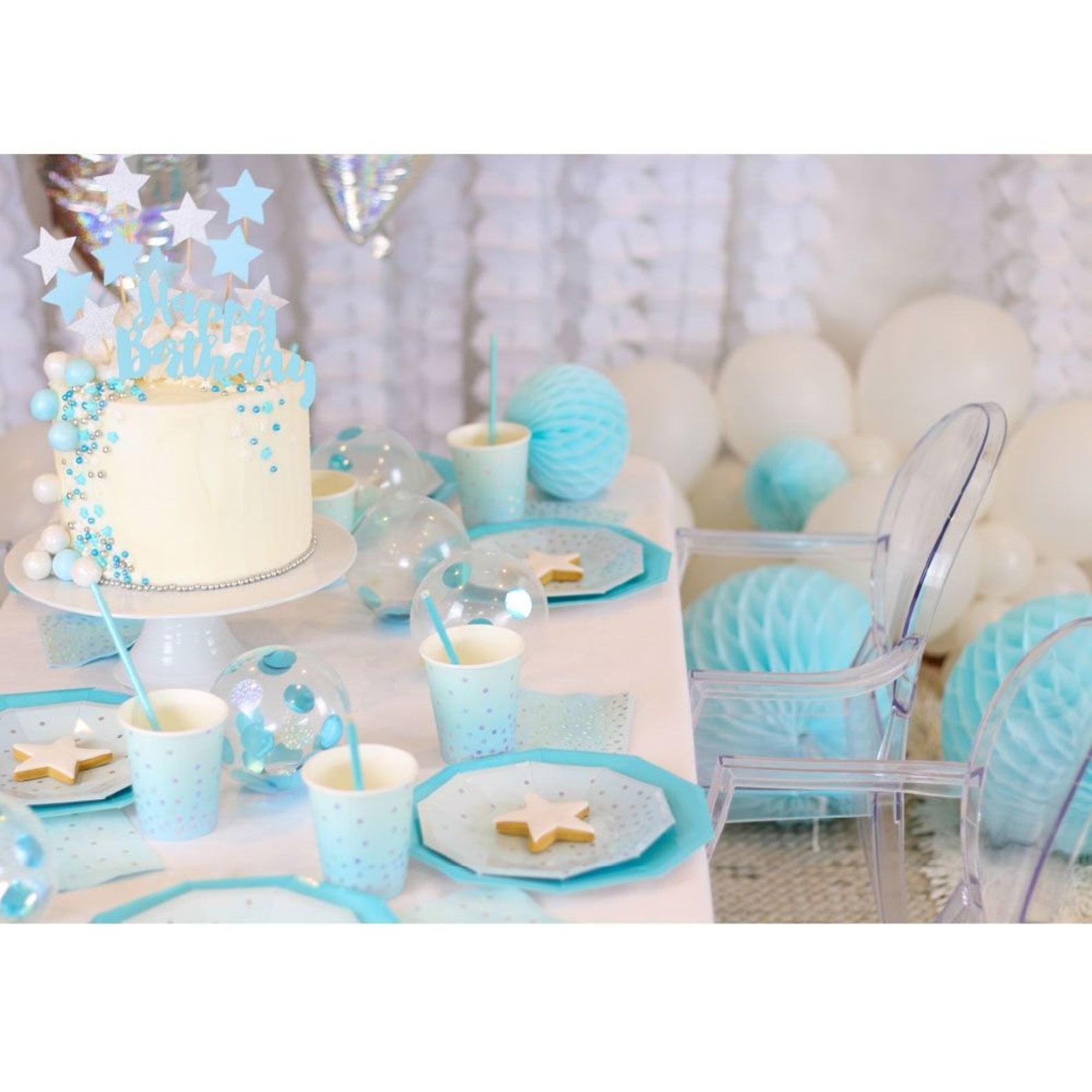 Blue Foil Party Plates Pastel Blue Party Plates Light Blue Etsy