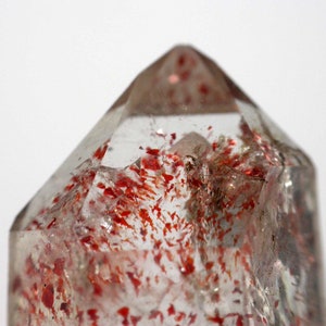 QUARTZ with HEMATITE inclusions - Stunning single Quartz crystal with red hematite inclusions from Namibia.