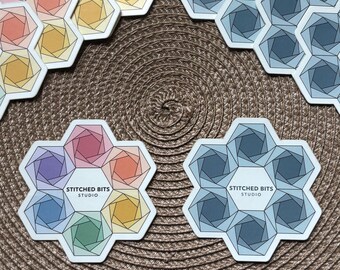 Hexies in Bloom Sticker,  Quilting Sticker, Perfect For Quilters, Two Colors