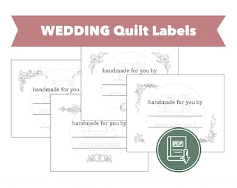 Etiquetas imprimibles para colchas de boda: Juego de 4 diseños, etiquetas de regalo adicionales (descarga en PDF)