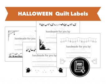 Etiquetas imprimibles para colchas de Halloween: Juego de 4 diseños, etiquetas de regalo adicionales (descarga en PDF)