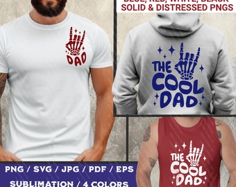 Mano de esqueleto de papá genial SVG PNG JPG, camiseta con diseño de mano de rock (vector digital)