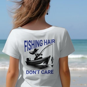 SVG "Fischer-Haar Don't Care" Boot Fischerinnen, See Fluss Kabine Tasse T-Shirt Vektor Clipart Cricut Schnitt Datei Digitaler Download PNG PDF