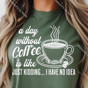 Funny SVG Coffee Lover A Day Without Coffee is als een grapje, ik heb geen idee, koffiemok sublimatiebestand png-vector vector Cricut gesneden digitaal