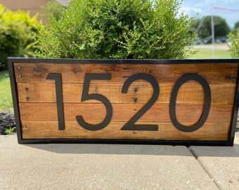 Address Sign Large 10 inch House Numbers |Oversized Reclaimed Wood Address Plaque for Business | Apartment Address Sign | Modern Rustic