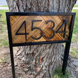 Address Stake | Reclaimed Wood Address Sign for Garden| Farmhouse Address Yard Sign | White Address Sign| Rustic Stake