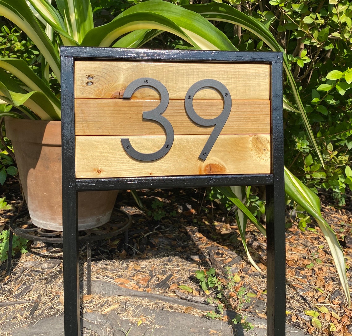 House Number Stake for Yard Reclaimed Wood House Number Sign Etsy
