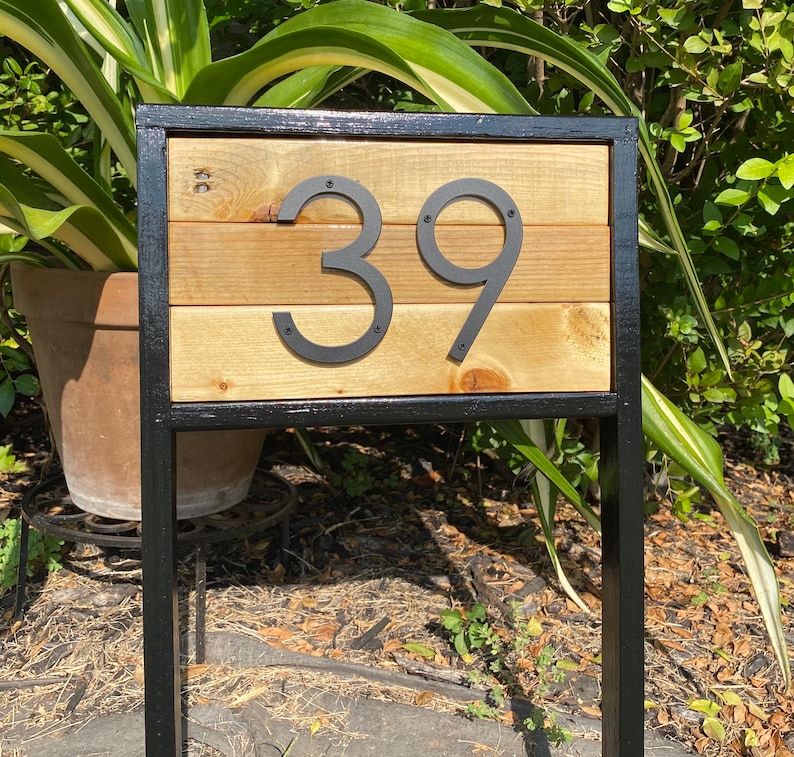 House Number Stake for Yard Reclaimed Wood House Number Sign Etsy