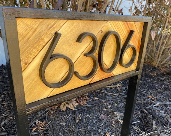 Address Stake Yard Sign Reclaimed Wood Address Sign for Garden