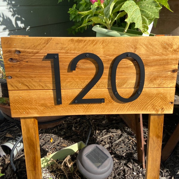 Address Stake Metal Numbers | Reclaimed wood address sign for garden| Farmhouse House Number Yard Sign | Wood Address Sign | Driveway Sign