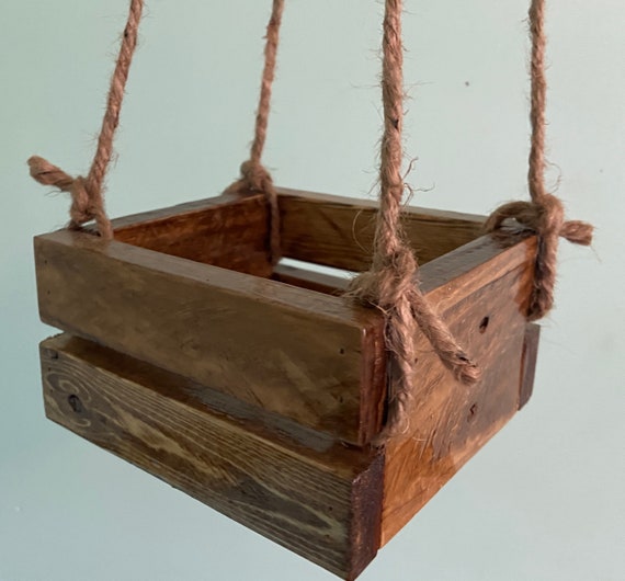 Wood Plant Hanger Wooden Crate Plant Holder Hanging Flower Etsy