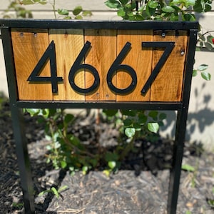 Address Stake Sign | Reclaimed Wood House Number Sign for Garden| Farmhouse Address Yard Sign | Modern Wood Address Sign Special Characters