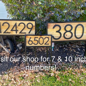 House Number Stake for Yard Reclaimed Wood House Number Sign for Garden Farmhouse Address Sign Modern Wood Address Post Curb appeal image 10