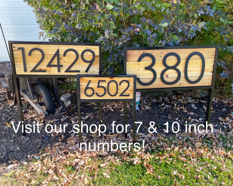 House Number Stake for Yard Reclaimed Wood House Number Sign for Garden Farmhouse Address Sign Modern Wood Address Post Curb appeal image 10
