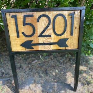Address Stake with Arrow Modern Reclaimed Wood Address Sign image 10