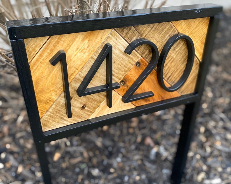 Address Stake Modern Reclaimed Wood House Numbers for Etsy