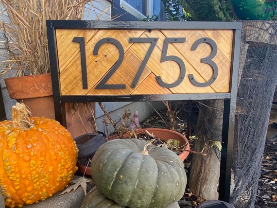 Address Stake Sign | Reclaimed Wood House Number Sign for Garden
