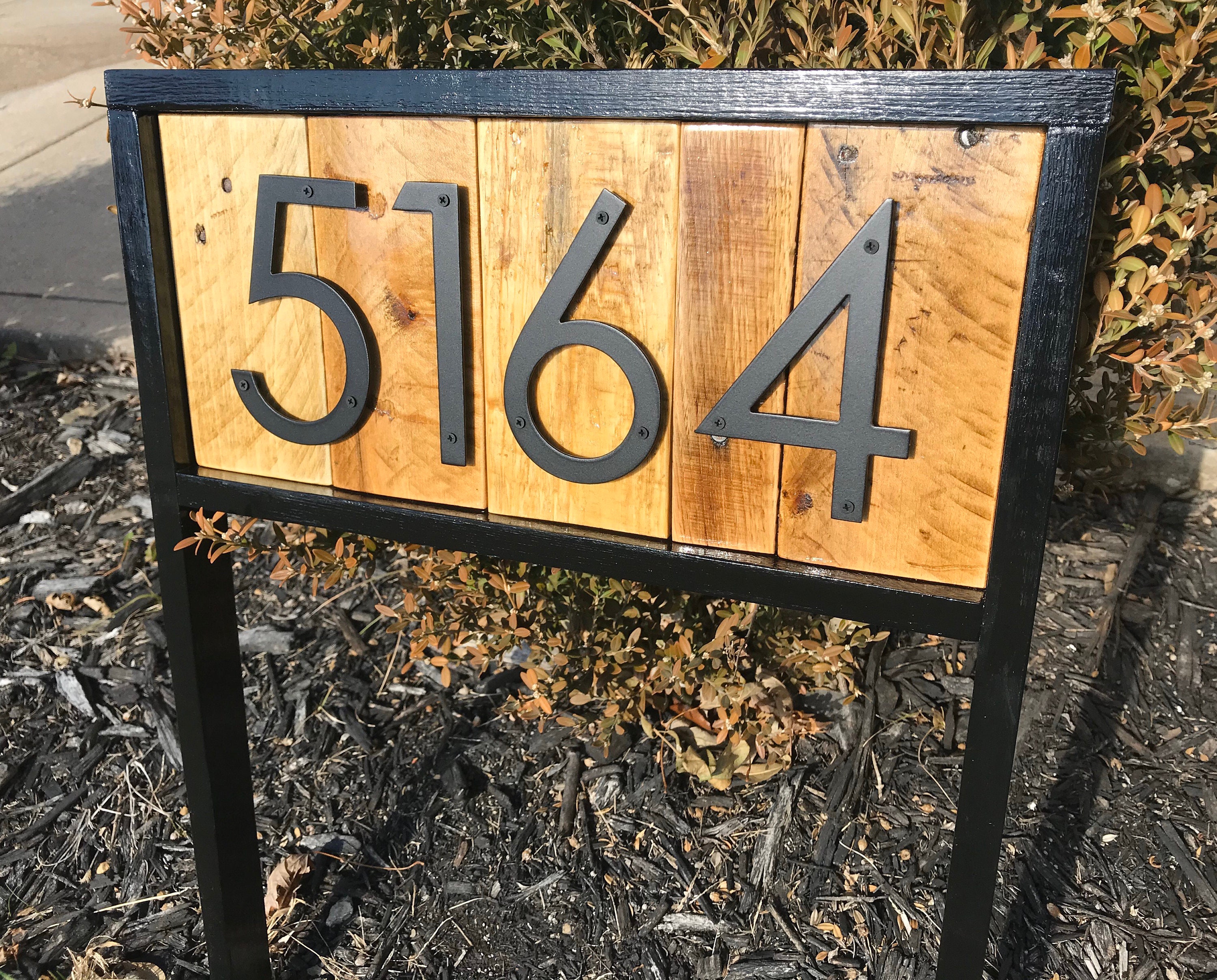 Address Stake Sign Reclaimed Wood House Number Sign for | Etsy