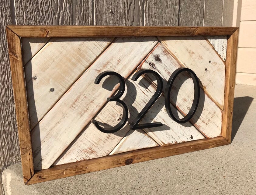 Rustic Painted House Number Sign Farmhouse Address Sign Etsy