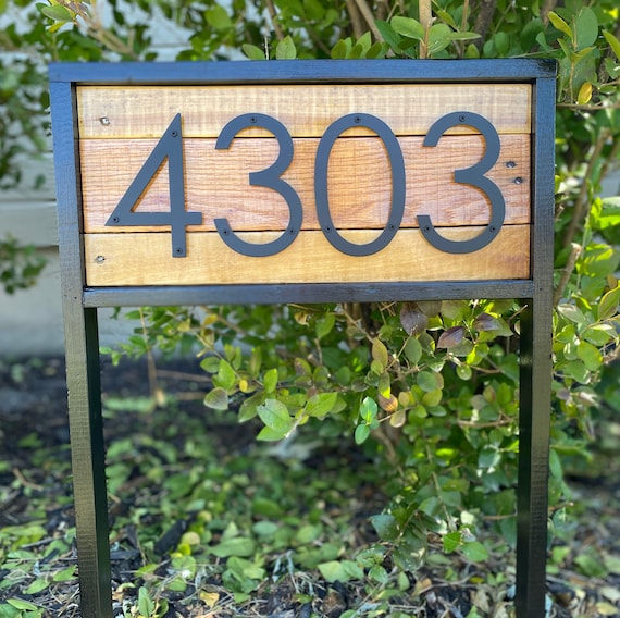 Address Stake Yard Sign Reclaimed Wood Address Sign for Garden