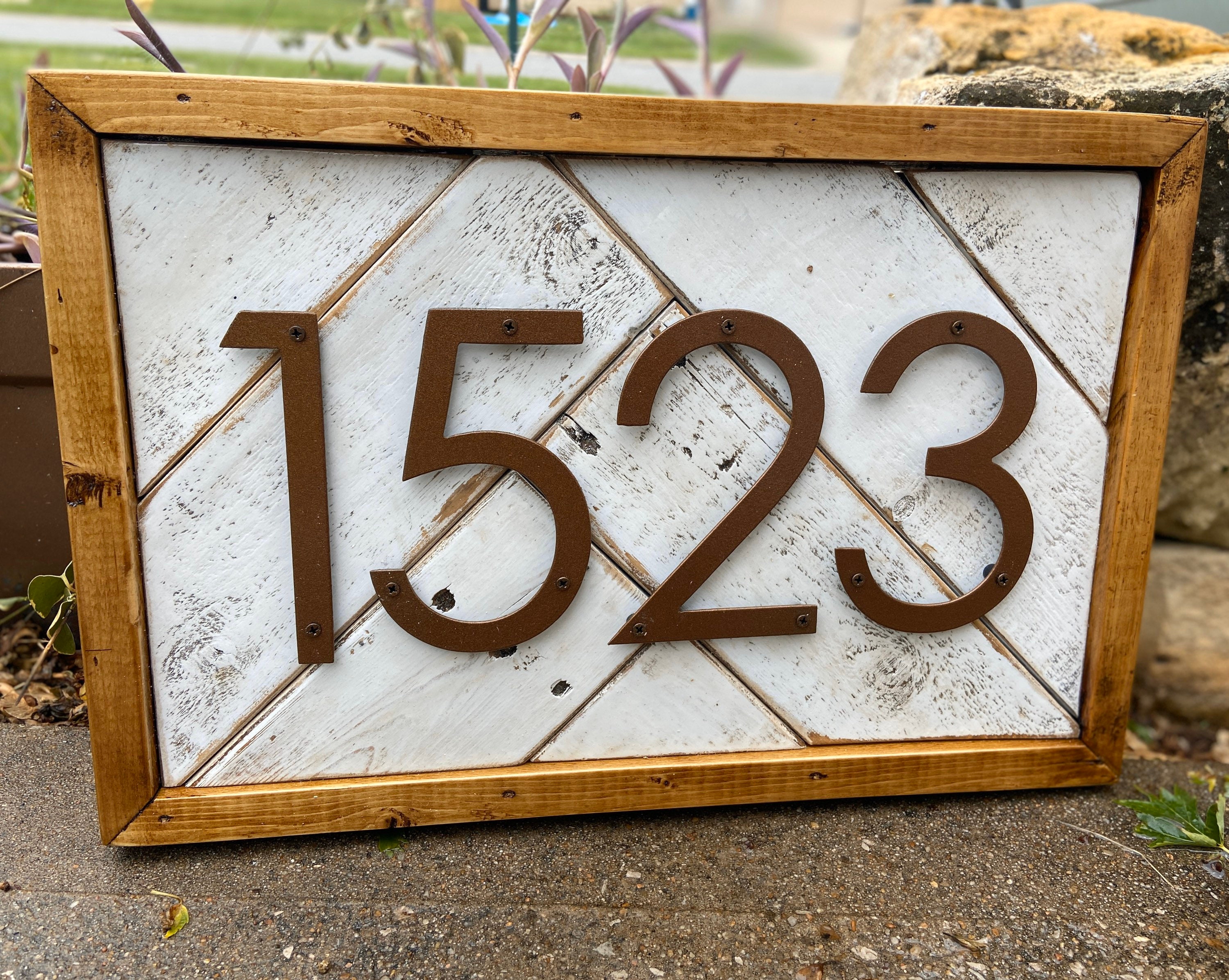 Rustic Painted House Number Sign Farmhouse Address Sign Etsy