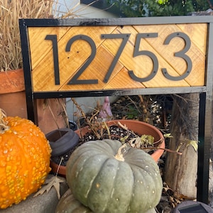 Modern House Numbers Stake | Curb Appeal Address Sign for Garden| Farmhouse Address Yard Sign | Wood Address Sign with Letters