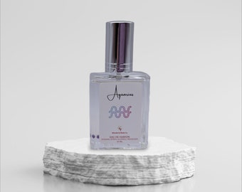 Aquarius Perfume, Zodiac Inspired Handmade Eau de Parfum, January 20 to February 18, Winter Air Vanilla Rosemary Fir Sandalwood Fragrance